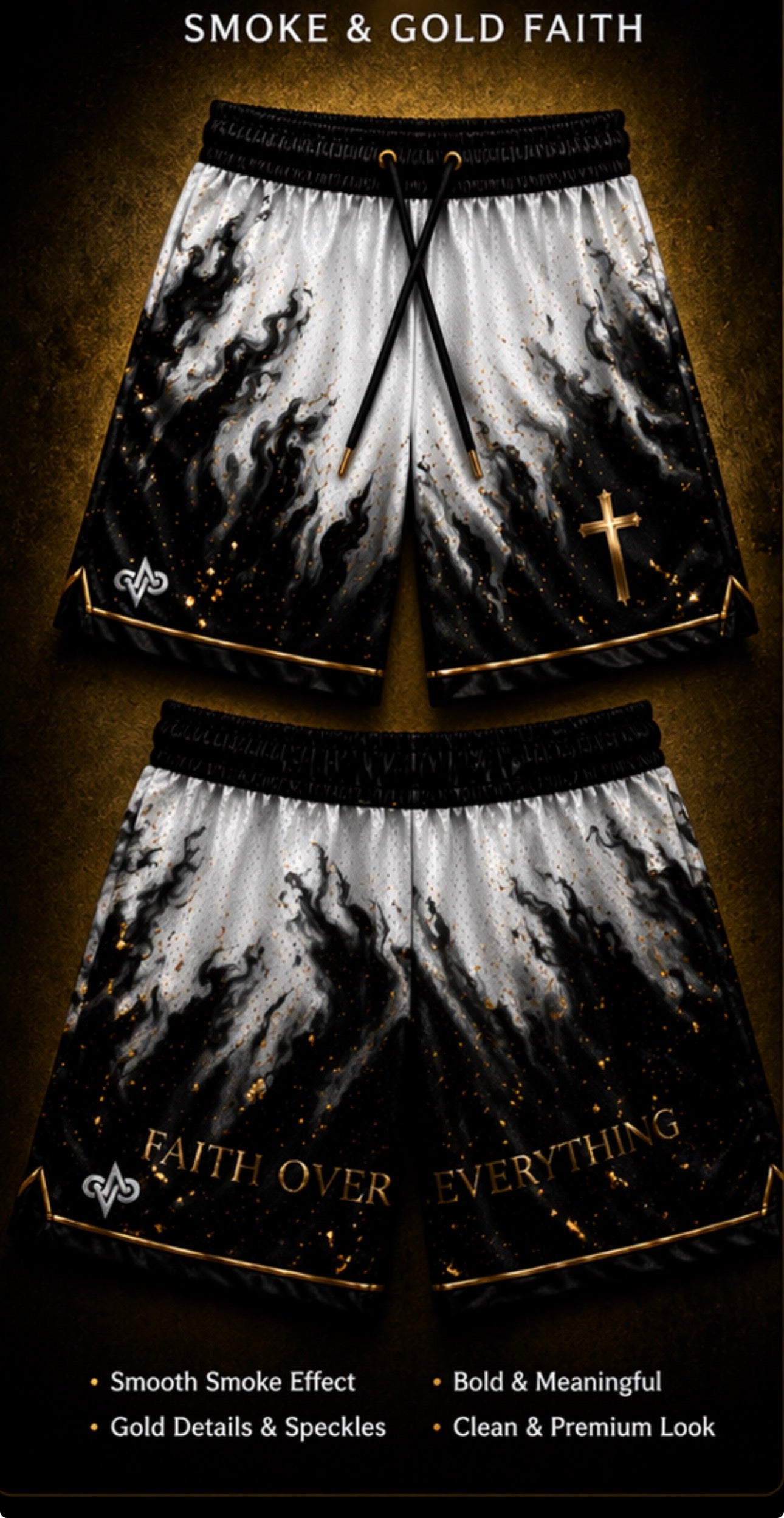 Smoke & Gold Faith Mesh Shorts