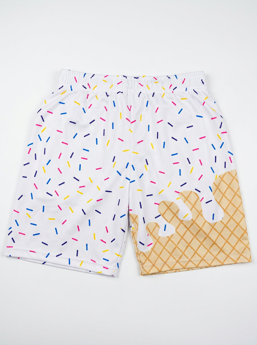 white ice cream sprinkles shorts