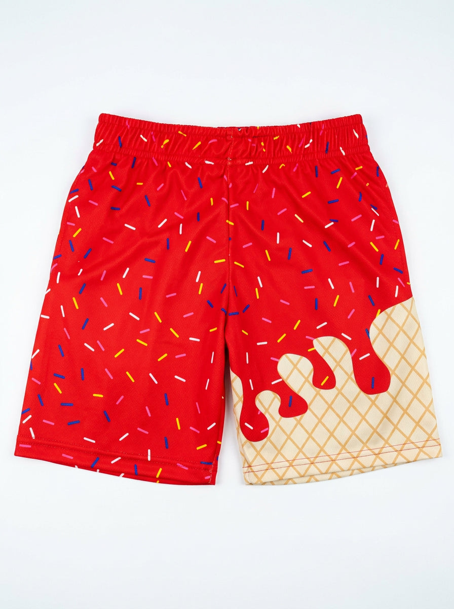red ice cream sprinkles shorts